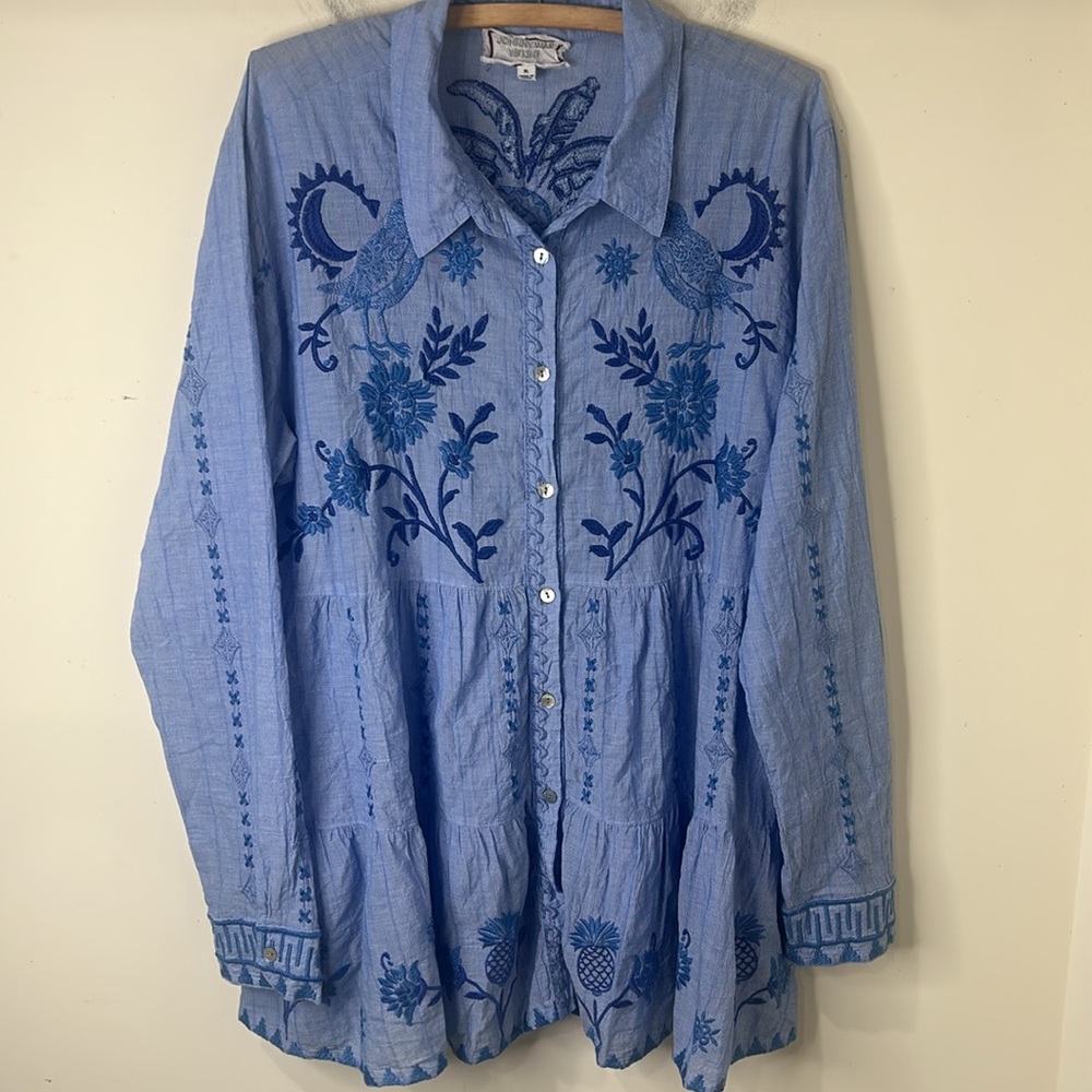 JOHNNY WAS TARRA TIERED SHIRT TUNIC Size XL - Picture 5 of 16